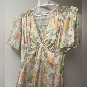 Topshop Pastel Floral V-Neck Midi Dress